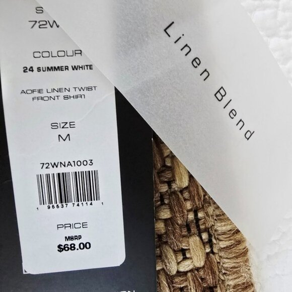 NEW French Connection Women's Blouse Size Medium White Aofie Linen Blend Twist - Picture 8 of 16